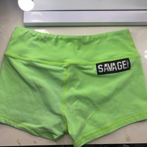 Savage Barbell neon green shorts